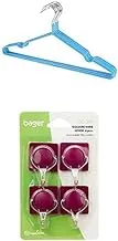 Bundle Metal hanger blue 10 pieces +Plastic 1 hook square shape 4 piece set (4 * 6 * 2cm) -wine