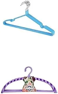 Bundle Metal hanger blue 10 pieces +SEMCO Multifunctional Velvet Hanger ، Plush Clothes Hanger