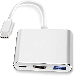 محول YMY USB-C إلى HDMI (يدعم 4K/30 هرتز) كابل محول 3 في 1 من النوع C لأجهزة MacBook Pro 2017/2018، MacBook، Mac Pro، iMac، Chromebook، وأجهزة USB 3.0 Type-C الأخرى