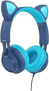 Havit Gamer Headphones Cat Ear Noise Cancelling (Blue), Wired