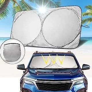 MCSWSEE Car Sunshades, Foldable Car Windshield Sun Shade with Storage Bag, Car Sunshades for Front Windows Anti-UV Rays for SUV, MPV, Vans