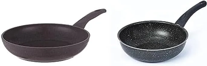 Top Chef Granite Frying Pan,Eco product, Size 24 - Grey + Lazord granite deep frying pan 24cm, black