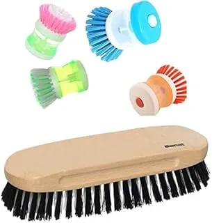 Bundle of Mini cleaner brush, orange + Banat cloth cleaning brush, beige