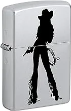 Zippo CI402634 205 Silhouette Cowgirl Satin Chrome Windproof Lighter