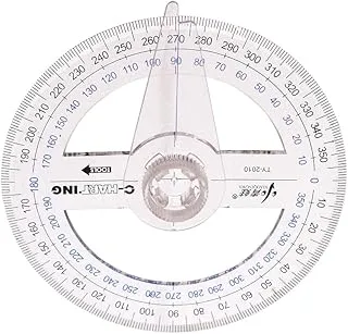 Xiaoqingwa TY-2010 Clear Goniometro Protractor Ruler 360 Degree For School,Class - Transparent