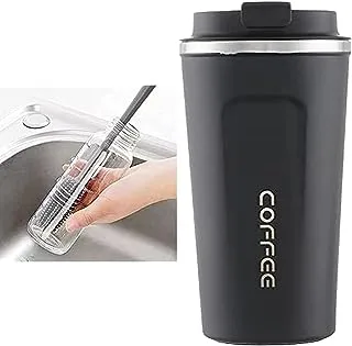 Bundle of Silicone brush baron cup bottle+Ahoor stainless steel thermal mug 18 oz - black and silver