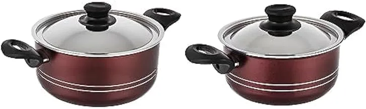 Trueval stew pot dark red size 22 cm + Trueval stew pot dark red size 18 cm