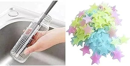 Bundle of Silicone brush baron cup bottle+100PCs Luminous Plastic 3D Stars Glow in the Dark wall stickers