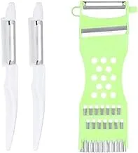 Plastic potato scrub 2 piece - multicolor + Plastic potato peeler - pink