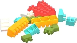 Generic Plastic Medium Educational Building Blocks With Space Rocket Package Shaped Set Of 195 Pieces - Multi Color