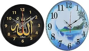 Bundle of SOLO Wall Clock Black +Solo B868 Wooden Round Analog Wall Clock - 40 cm