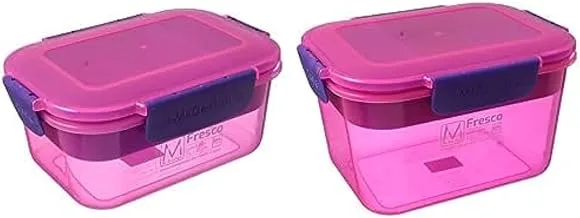 M design lunch box, 1.1 liter - pink and purple + M Design Lunch Box, 2.3 Liter - Pink and Purple