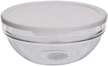 Pasabahce Chef's Glass Bowl with Cover 14cm Elegant Design - White