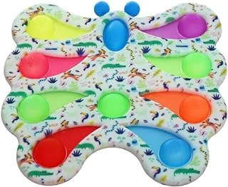 Generic Plastic Large Pop It Spinner with Finger Patch Colors And Butterfly Design For Children - Multi Color