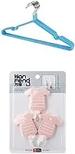 Bundle Metal hanger blue 10 pieces +3 Piece Bodysuits Shape Plastic Hanger Set 1Hook Carrying 2K (8 * 6 * 2cm) - Pink*White