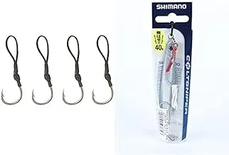 Bundle Falcons Fishing Hook, Size 7, 4 Pieces + Shimano Jig - Fishing Lure with Hooks - Iwashi Rocket 40g JMC40RE SILVER 006