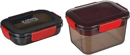 M design lunch box, 600 ml - black and red + M design lunch box, 2.3 liter - black and red