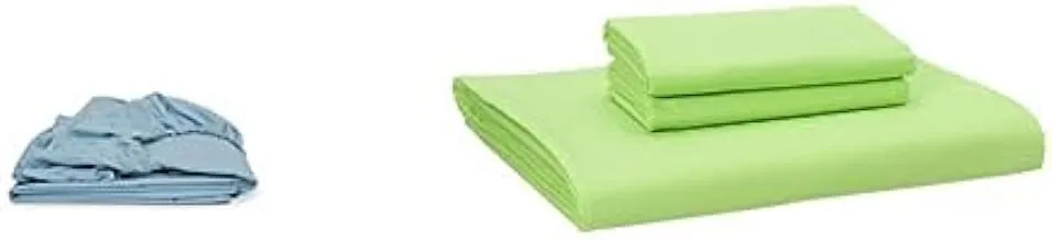 Fitted sheet, size 100 * 200cm, baby blue + Home of linen-fitted sheet set, size 120 * 200cm,lime