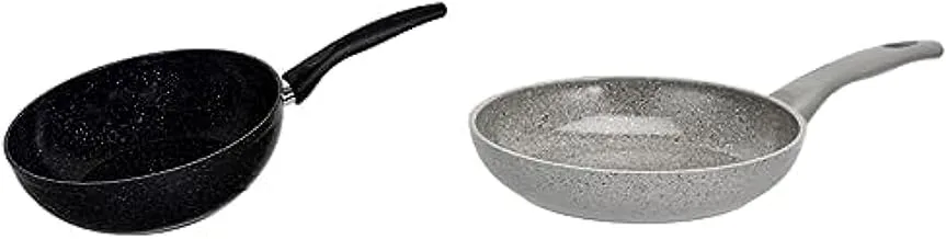 Top Chef granite Deep pan (wok) 28 Black + Top Chef Granite Frying Pan,Eco product, Size 22 - Grey