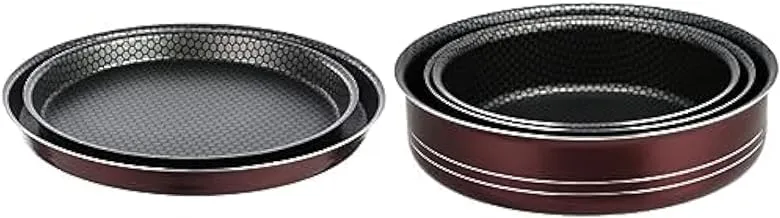 Trueval pizza tray set, 2 pcs size 24+28, color marron + Trueval oven tray set 3 pcs (24-26-30)