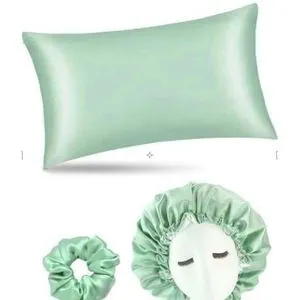 Satin Set For Hair And Skin Care (satin Pillow - Satin Bonnet - Satin Tie)