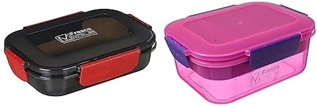 M design lunch box, 600 ml - black and red+M design lunch box, 1.6 liter - pink and purple