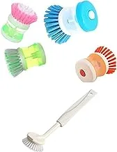 Bundle of Mini cleaner brush, orange + PEDRINI Brush, Round Washing Nylon Bristle