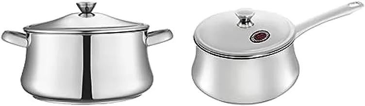 Zahran classic stewpot with handles, size 16 cm, stainless steel - 330010016 + Zahran classic sauce pan with handle, size 14 cm, stainless steel - 330011014
