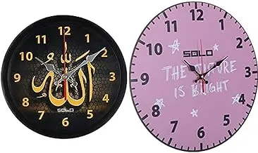 Bundle of SOLO Wall Clock Black +Solo B425 Wooden Round Analog Wall Clock - 40 cm