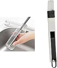 Bundle of Silicone brush baron cup bottle+Plastic cleaning brush with mini broom set of 2 pieces for home - white black