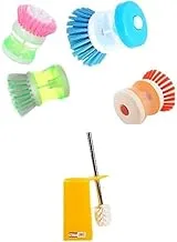 Bundle of Mini cleaner brush, orange + Nickel hand toilet square litter - 134