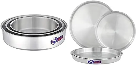 Eldahan round oven tray set - 3 pcs 22 cm-26cm - 30 cm + Eldahan pizza pan set, 4 pieces - silver