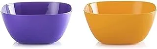 M-Design Eden Plastic Salad Bowl (26cm) - Microwave, Dishwasher, Food Safe & BPA Free (Purple) + M-Design Eden Plastic Salad Bowl (26cm) - Microwave, Dishwasher, Food Safe & BPA Free (Orange)