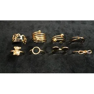 Gold Plated Ring Set For Women - Set Of 8 Pieces