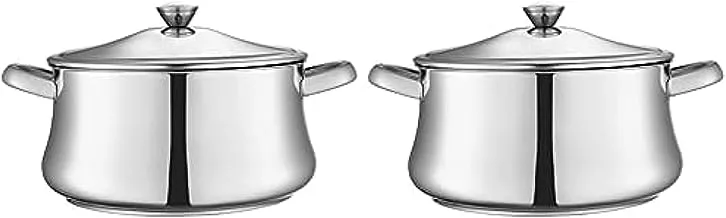 Zahran classic stewpot with handles, size 28 cm, stainless steel - 330010028 + Zahran classic stewpot with handles, size 26 cm, stainless steel - 330010026