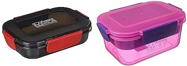 M design lunch box, 600 ml - black and red+M design lunch box, 1.1 liter - pink and purple