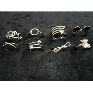 Silver Plated Ring Set For Women - Set Of 8 Pieces