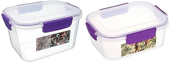 M Design Food Storage Box, 2.3 Liter - Clear and Purple + M Design Food Storage Box, 1.6 Liter - Clear and Purple