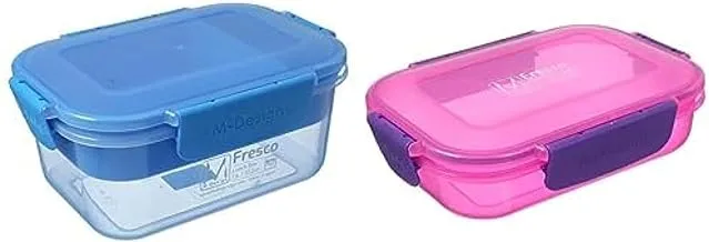 M design lunch box, 1.1 liter - blue + M Design Lunch Box, 600 ml - Pink and Purple