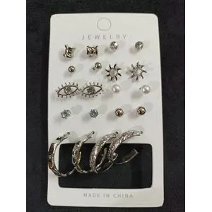 Fashionable Silver Plated Earring Set For Women- 10 Different Shapes