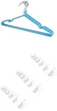 Bundle Metal hanger blue 10 pieces +Silicon flexible stick hanger with 6 hook set of 3 pieces - transparent