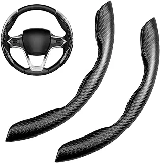 FDGDFG Anti-Slip car Steering Wheel Cover 2PCS,Universal Car Steering Wheel Cover for Men/Girls Auto Car, Steering Wheel Comfortable Cover for Steering Accessories Car Truck (Carbon Fiber Black)