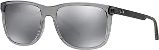 A|X ARMANI EXCHANGE Men's Ax4070s Square Sunglasses, Transparent Magnet Grey/Light Grey Mirror Black,