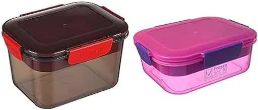 M design lunch box, 2.3 liter - black and red + M design lunch box, 2.1 liter - pink and purple