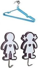 Bundle Metal hanger blue 10 pieces +1 Piece Plastic Hook Set Boy Girl Shape 2 Piece (8 * 4 * 3cm) - White * Wine