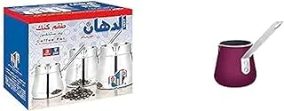 Eldahan coffee pot set 18/10 with stainless steel handle 3 pcs - 1 cm - 2 cm - 3 cm+El Dahan Non stick Coffee Pot with Stainless Steel Handle - 1 centimeters