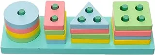 Generic Wooden Building Blocks For Learning Children Set Of 17 Pieces - Multi Color