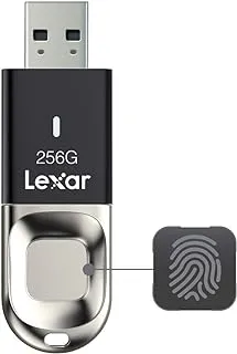 Lexar JumpDrive Fingerprint F35 256GB USB 3.0 Flash Drive ، USB Stick حتى 300 ميجابايت / ثانية ، شريحة ذاكرة للكمبيوتر ، بيانات التخزين الخارجية ، الصور ، الفيديو (غير متوافق مع نظام التشغيل Mac OS) (LJDF35-256BBK)