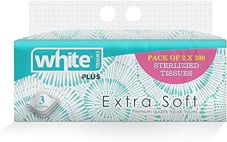 White Extra Soft Tissues, 300 Tissues (Pack of 2)