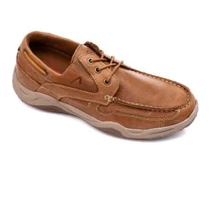 Activ Lace Up Leather Stitched Casual Shoes - Caramel Brown